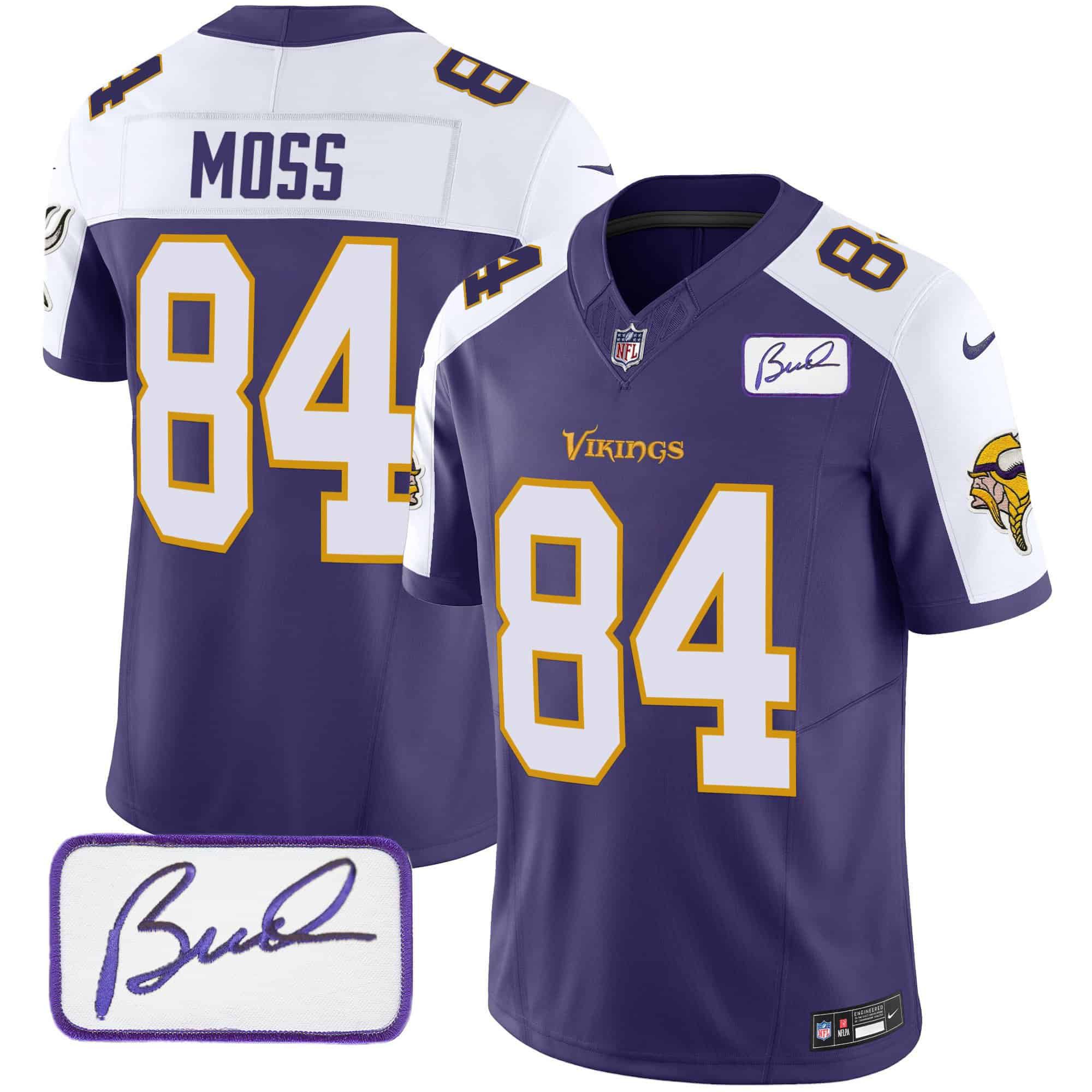 Men Minnesota Vikings #84 Moss Purple 2024 Nike Bud Grant Patch Classic Limited NFL Jersey style 4